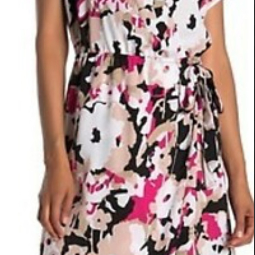 Kenneth Cole Pink and Black Asymmetrical Sundress